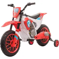 HOMCOM kindermotorfiets, elektrische motorfiets, 45 minuten rijtijd, met trainingswielen, vanaf 3 jaar, rood+wit, 106,5 x 51,5 x 68 cm