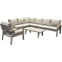 AVH-Collectie Lola hoek loungeset 6-delig aluminium zand latte