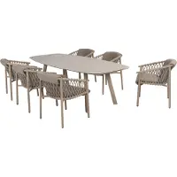 4 Seasons Outdoor Manolo Allora dining tuinset 240x103xH75 cm 7 delig printed ceramic latte