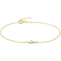 New Bling - 9NBG-0813 - gouden armband met boogjes -14 karaat - zirconia - 16+1+1cm