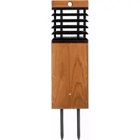LES JARDINS LED solar padverlichting Tekura, teak/grijs, piek dimbaar, hout licht, Hout, Solar buitenverlichting