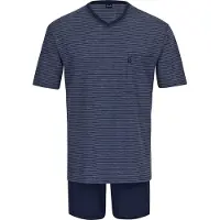 Ammann Pyjama kort ' Jeans Ringel ' blauw / donkerblauw / zwart
