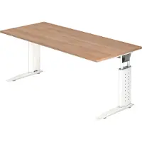 Hjh OFFICE PRO UNDA 19 W - 180 x 80 Tafelhoogte I In hoogte verstelbaar Walnoot/Wit