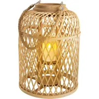 Näve Deco-solarlamp buiten Korb, hout licht, Bamboe, solar tuinverlichting