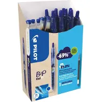 Pilot Gelpen Bottle 2 Pen BeGreen, blauw, lijndikte 0,4 mm, documentbestendig, navulbaar, 89% gerecycled materiaal, 10 stuks + 10 navullingen blauw