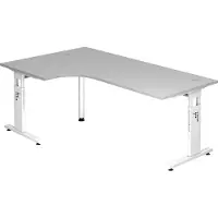 Hjh OFFICE PRO MEGA 82 W - Hout C Voet zilver 200 x 120 Tafelhoogte I In hoogte verstelbaar Grijs/Wit