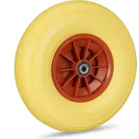 Relaxdays kruiwagenwiel 4.00-6 - rubber - kunststof velg - anti-lek - 100 kg - geel-rood