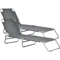Casa.pro Ligbed set van 2 Carcao 186x55x24 cm donkergrijs zilverkleurig