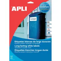 APLI weerbestendige etiketten formaat 210 x 297 mm (b x h) 20 stuks 1 per blad doos van 20 blad