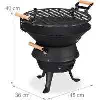 Relaxdays Houtskoolbarbecue - kolenbarbecue - bbq - camping barbecue - gietijzer - zwart