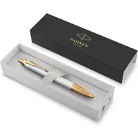 Parker IM Premium balpen | Pearl met gouden detail | Medium punt met blauwe inkt | Geschenkdoos