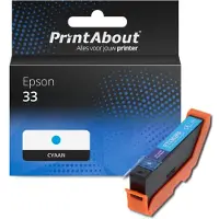 PrintAbout Huismerk Epson 33 (C13T33424012) Inktcartridge Cyaan