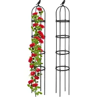 Relaxdays plantensteun set van 2 - 188 x 30 cm - klimplanten - decoratieve vogel - metaal - vrijstaand