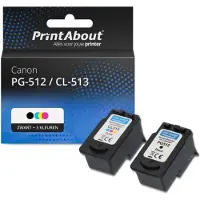PrintAbout Inktcartridge PG-512 / CL-513 Zwart + 3 kleuren Multipack Hoge capaciteit geschikt voor Canon