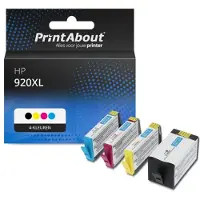 PrintAbout Inktcartridge 920XL (C2N92AE) 4-kleuren Multipack Hoge capaciteit geschikt voor HP