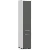 Akord Kolomkast voor Badkamer FIN / Furniture Factory / Wit - Grafietgrijs / 30 x 140 x 30 cm
