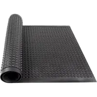 Floordirekt Werkplaatsmat - Bubble - Natuurrubber - Zwart - 90 x 450 cm