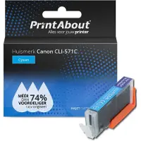 PrintAbout Inktcartridge CLI-571C Cyaan geschikt voor Canon