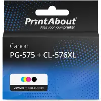 PrintAbout Huismerk Canon PG-575 + CL-576XL Inktcartridge Zwart + 3 kleuren Multipack Hoge capaciteit