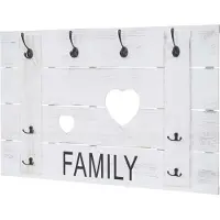 MCW Wandkapstok -C89 Familie, kapstok paneel kapstok, shabby-look vintage, 8 haken 60x90cm ~ wit, shabby