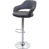 Mendler Barkruk -F16, barkruk counter kruk draaikruk, met rugleuning kunstleer ~ grijs-zwart