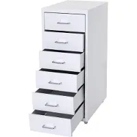 MCW Ladekast op wielen, stalen kast, 69x28x41cm 6 laden ~ wit