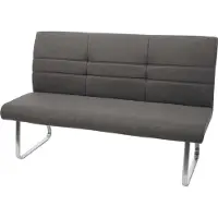 Mendler Set van 4 eetkamerstoelen + bank -G55, bank, keukenstoel, stoel + armleuning, stof/textiel, roestvrij staal ~ grijsbruin, bank 180 cm