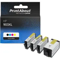 PrintAbout Inktcartridge 903XL (3HZ51AE) 4-kleuren Multipack Hoge capaciteit geschikt voor HP