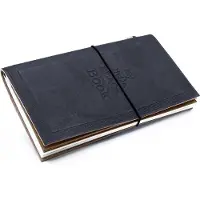 Ancient Wisdom Handgemaakt leren dagboek - Notitieboek - My Little Black Book - Zwart (80 pagina's) - 22x12x1.5cm