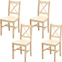 MCW Set van 4 eetkamerstoelen -F77, fauteuil keukenstoel stoel, massief hout landhuis ~ grenen geglazuurd