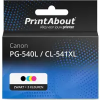 PrintAbout Huismerk Canon PG-540L / CL-541XL Inktcartridge Zwart + 3 kleuren Multipack Hoge capaciteit