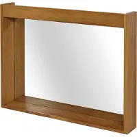 Mendler Teakhouten wandspiegel -M75, badkamerspiegel, houten lijst, hoogwaardig B-grade teakhout (kernhout, 20-30 jaar), 77x100 cm