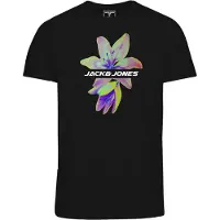 Jack & jones Junior T-shirt - Jcoflower Print Tee S/S Crew Neck FST JNR - 128 tot 164 - voor Kinderen - zwart - Maat 164
