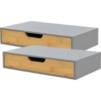 En.casa Wandplank set van 2 met lade Bokn bamboe 40x24x8 cm grijs []