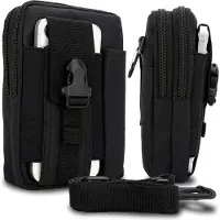 Cadorabo Hoesje geschikt voor Samsung Galaxy S23 ULTRA in effen zwart tactische mobiele telefoon molle EDC etui compatibel schoudertache militaire riem case cover