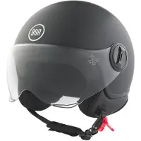 BHR 835 - Vespa Helm - Mat Zwart - Maat L - mat zwarte Jethelm - Scooter en Motorhelm - Helm met Vizier