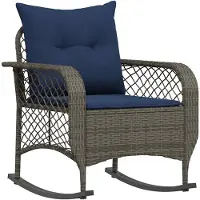 vidaXL Tuinschommelstoel met kussens poly rattan grijs