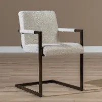 Livin24 Eetkamerstoel Lio gemêleerde stof off white/bruin
