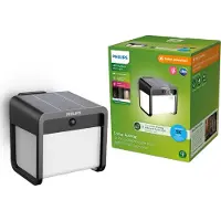 Philips Ezra wandlamp - UltraEfficient LED - Solar buitenlamp - Helder warm licht; 3000K - Zwart - Bewegingssensor - Zonne-energie - Schemersensor