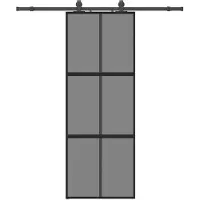 vidaXL Schuifdeur met beslagset 76x205 cm gehard glas zwart