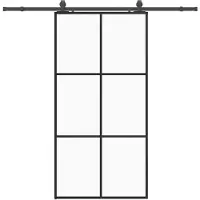vidaXL Schuifdeur met beslag, zwart, 102x205 cm, veiligheidsglas