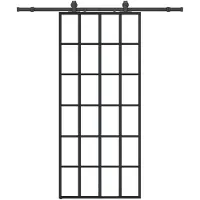 vidaXL Schuifdeur met beslagset 90x205 cm ESG glas zwart