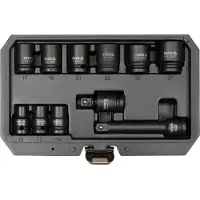 YATO Professionele 11-Delige Krachtdoppenset 1/2" - Premium CrMo SCM-440 Staal - Met AS-DRIVE Systeem - Slagmoersleutel Kwaliteit voor Industrie & Automotive