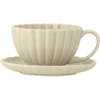 Bloomingville Nature Stoneware Latina kop met schoteltje, 220 ml
