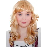 Maskworld Langhaar Kinderpruik Goudblond Gekruld Met Pony - voor carnaval