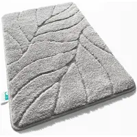Floordirekt Badmat Maris - Pluizige Badmat met Bladstructuur - Verkrijgbaar in verschillende Kleuren en Maten - Zilver - 40 x 60 cm