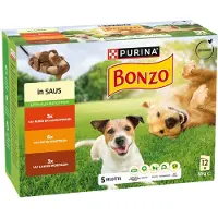 Bonzo 3x Purina (Friskies) met rund, kip, lam in saus maaltijdzakjes natvoer hond 12x 85g
