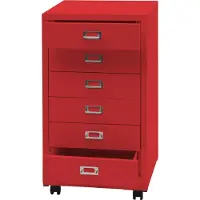 MCW Rolcontainer -L49, ladekast Stalen kast Archiefkast, metaal 75x40x41cm 6 laden ~ rood