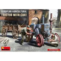 Mini art Europese landbouwtrekker met kar