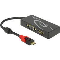 DeLOCK Premium USB-C naar HDMI en VGA splitter met DP Alt Mode / zwart - 0,20 meter